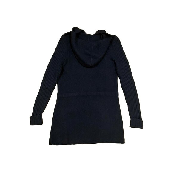 Caslon Black Merino Wool Blend Longline Hooded Cardigan Sweater M - Picture 2 of 9
